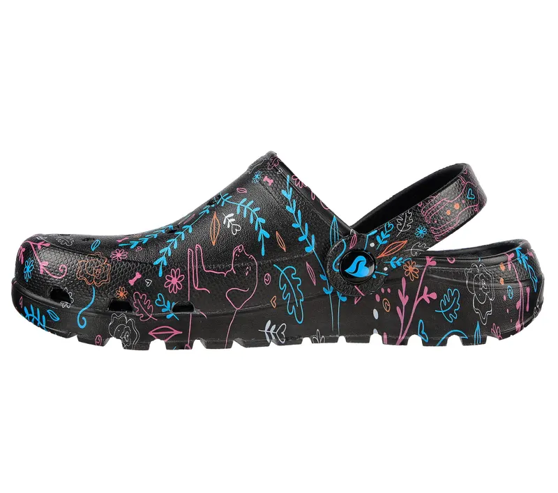Skechers Foamies: Arch Fit Footsteps – Flower Pups – Zwart / Multi (111024-BKMT)