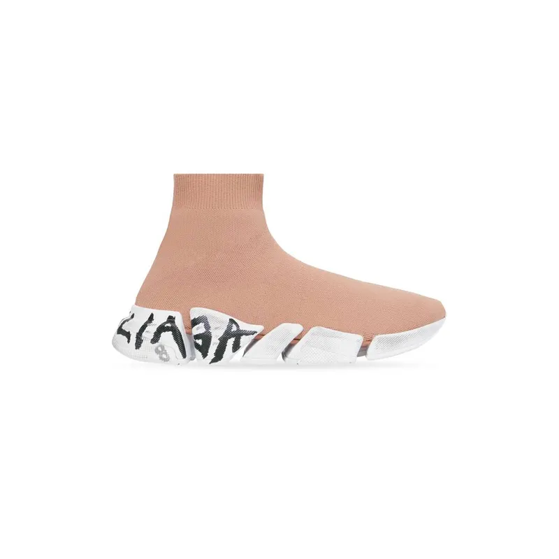 Balenciaga Speed 2.0 Graffiti Recycled Knit Trainers Dark Beige (617196W2DD42901)