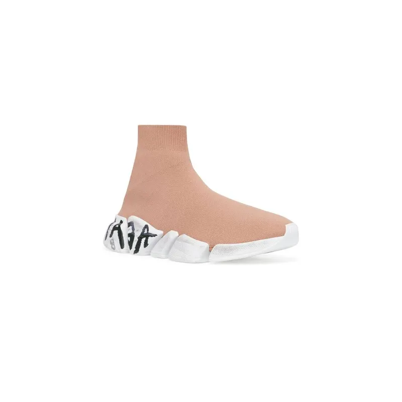 Balenciaga Speed 2.0 Graffiti Recycled Knit Trainers Dark Beige (617196W2DD42901)