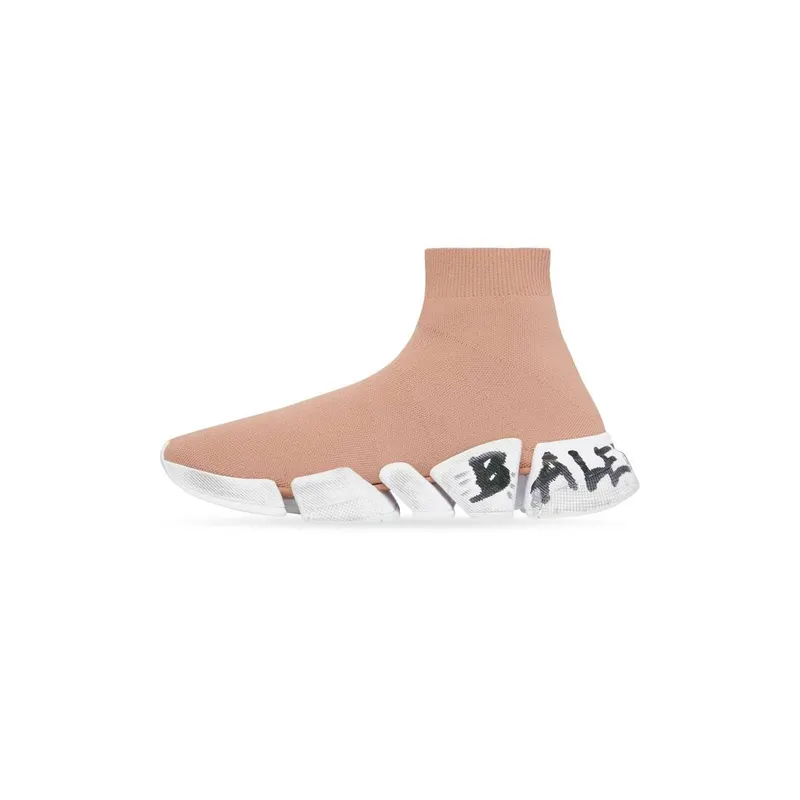 Balenciaga Speed 2.0 Graffiti Recycled Knit Trainers Dark Beige (617196W2DD42901)