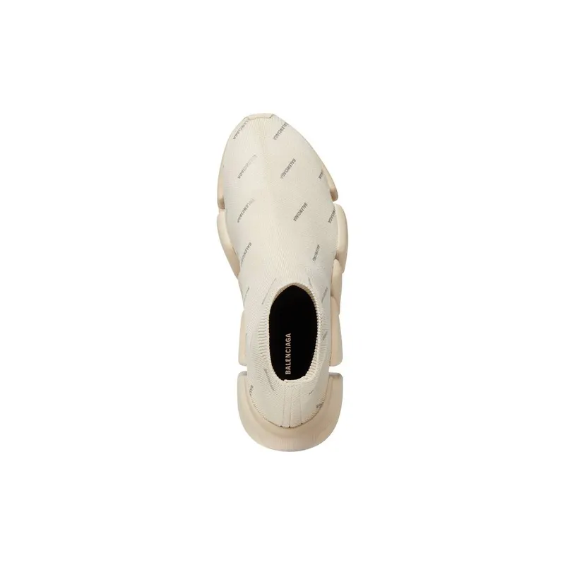 Balenciaga Speed 2.0 Recycled Knit Trainers Reflective Allover Logo Beige (617196W2DF29190)