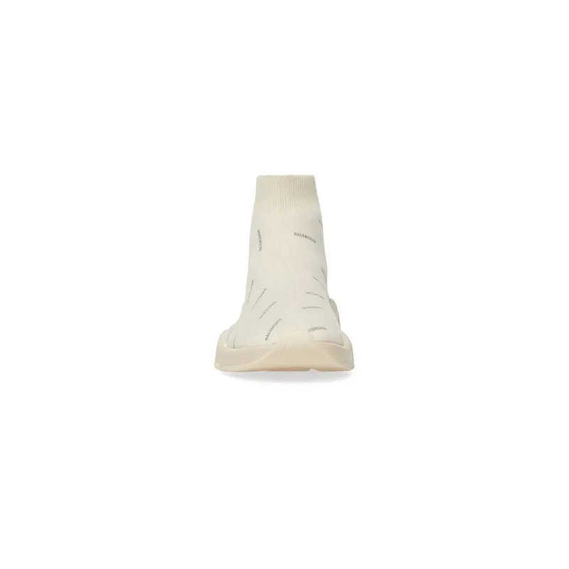 Balenciaga Speed 2.0 Recycled Knit Trainers Reflective Allover Logo Beige (617196W2DF29190)