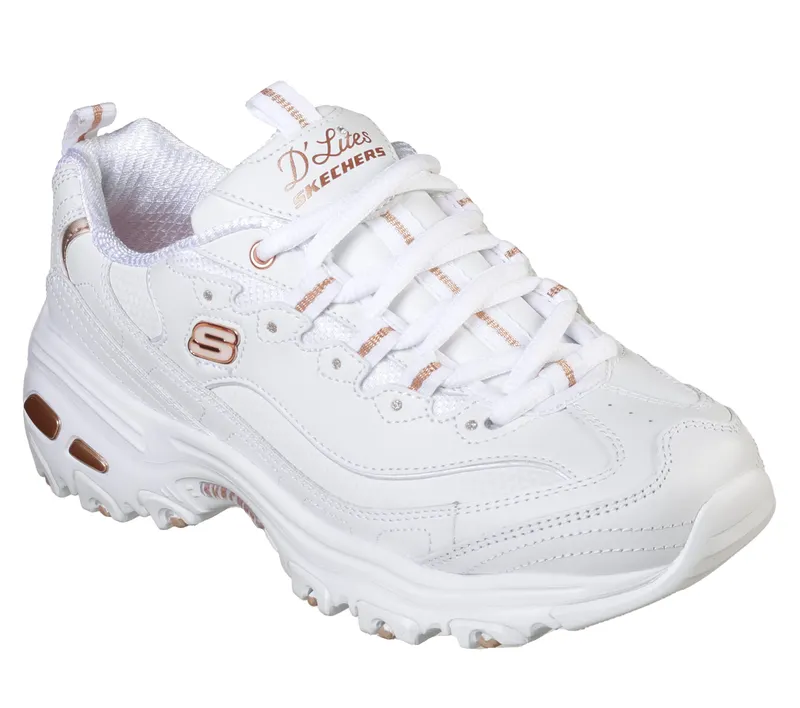 Skechers D’lites – Fresh Start – Wit / Roos Goud (11931-WTRG)