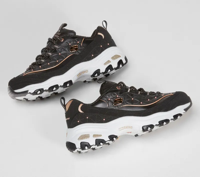 Skechers D’Lites – Glamour Feels – Zwart / Roos Goud (13087-BKRG)