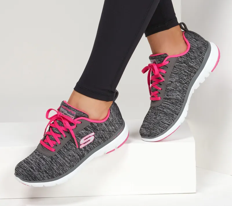 Skechers Flex Appeal 3.0 – Insiders – Zwart / Heet Roze (13067-BKHP)