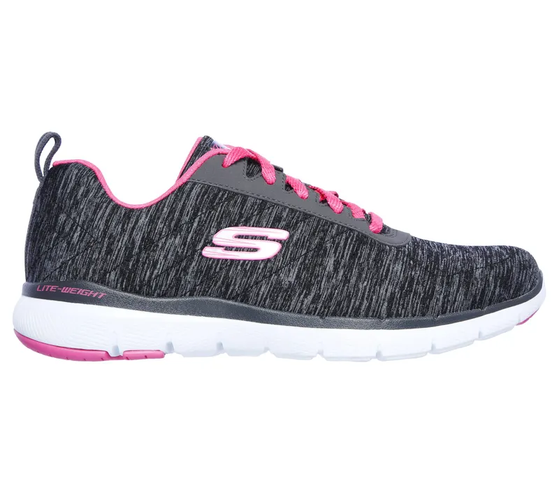 Skechers Flex Appeal 3.0 – Insiders – Zwart / Heet Roze (13067-BKHP)