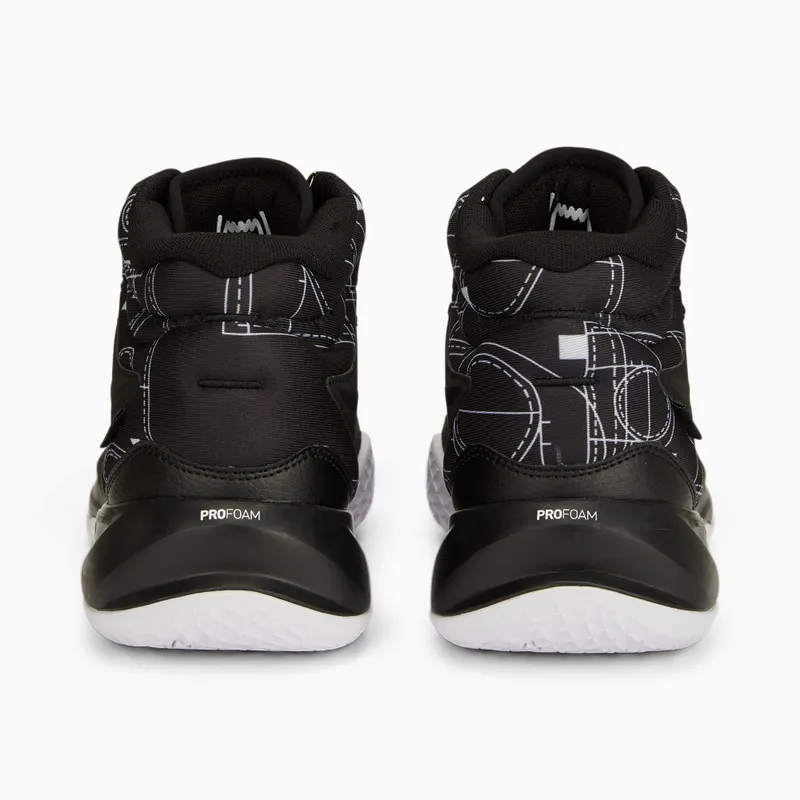 Puma Playmaker Pro Mid Courtside basketbalschoenen Wit/Zwart (378326-01)
