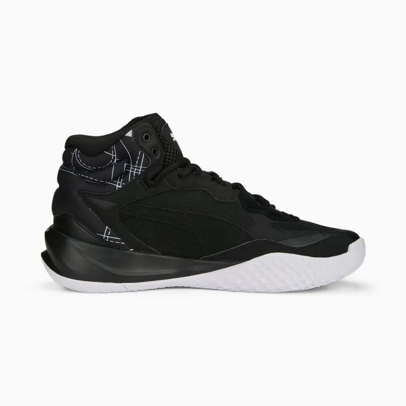 Puma Playmaker Pro Mid Courtside basketbalschoenen Wit/Zwart (378326-01)