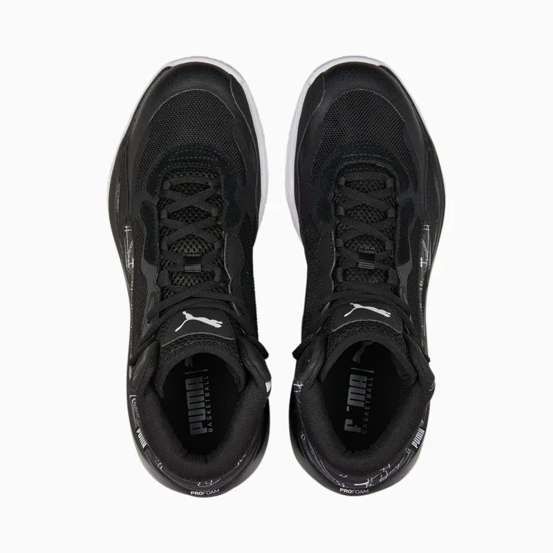 Puma Playmaker Pro Mid Courtside basketbalschoenen Wit/Zwart (378326-01)