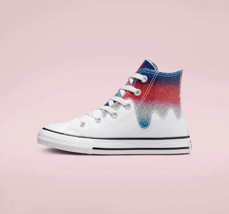 Converse Chuck Taylor All Star Glitter Drip Wit/natural Ivory/rood