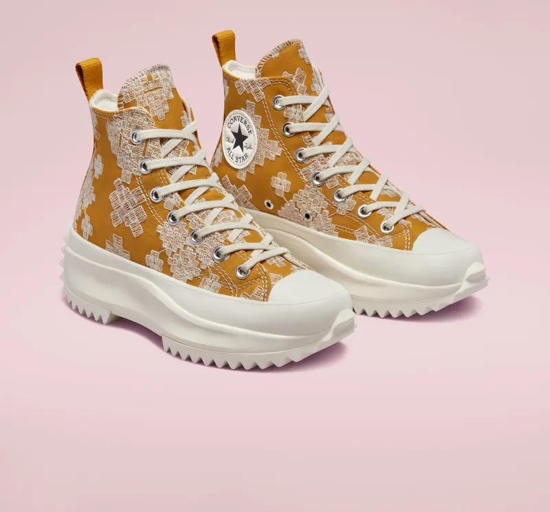 Converse Run Star Hike Platform Tonal Embroidery Goldtone/egret/egret