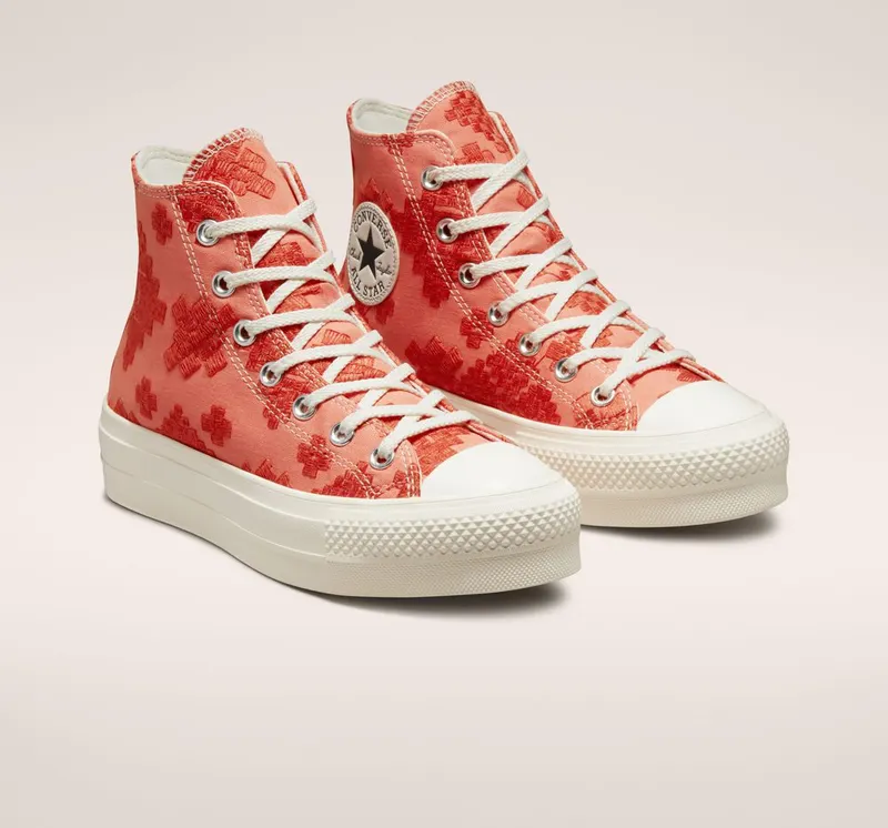 Converse Chuck Taylor All Star Lift Platform Tonal Embroidery Bright Madder/mantra Orange