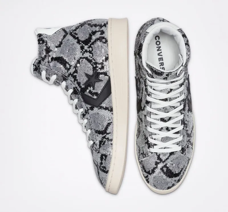 Converse Snakequins Pro Leather Zilver/vintage White/zwart
