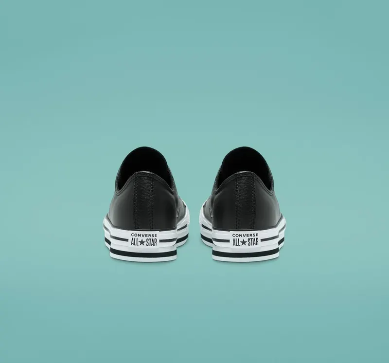 Converse Big Kids Leather EVA Platform Chuck Taylor All Star Low Top Zwart/wit/zwart