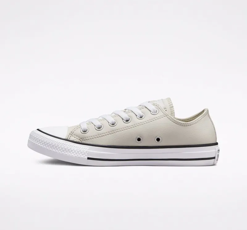 Converse Chuck Taylor All Star Faux Leather Light Bone/wit/zwart