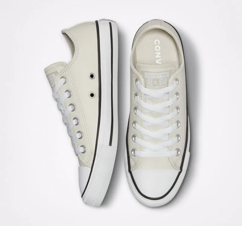 Converse Chuck Taylor All Star Faux Leather Light Bone/wit/zwart