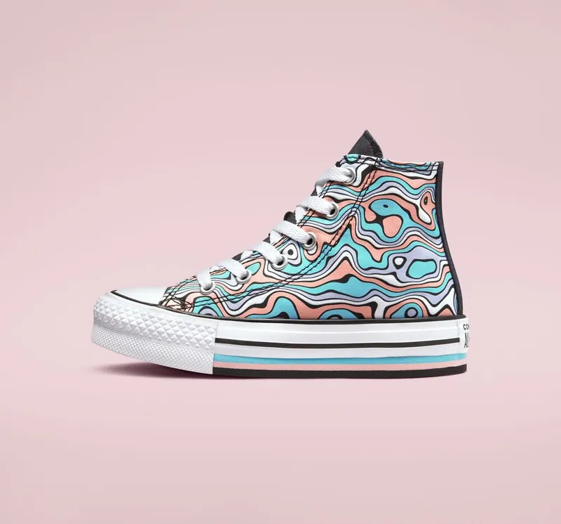 Converse Chuck Taylor All Star Lift Platform Color Swirl Light Aqua/bleached Coral