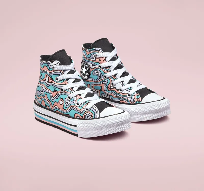 Converse Chuck Taylor All Star Lift Platform Color Swirl Light Aqua/bleached Coral