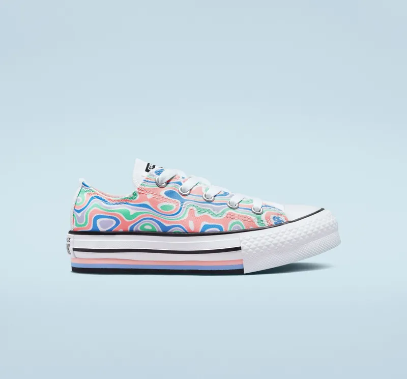 Converse Chuck Taylor All Star Lift Platform Color Swirl Bleached Coral/royal Pulse