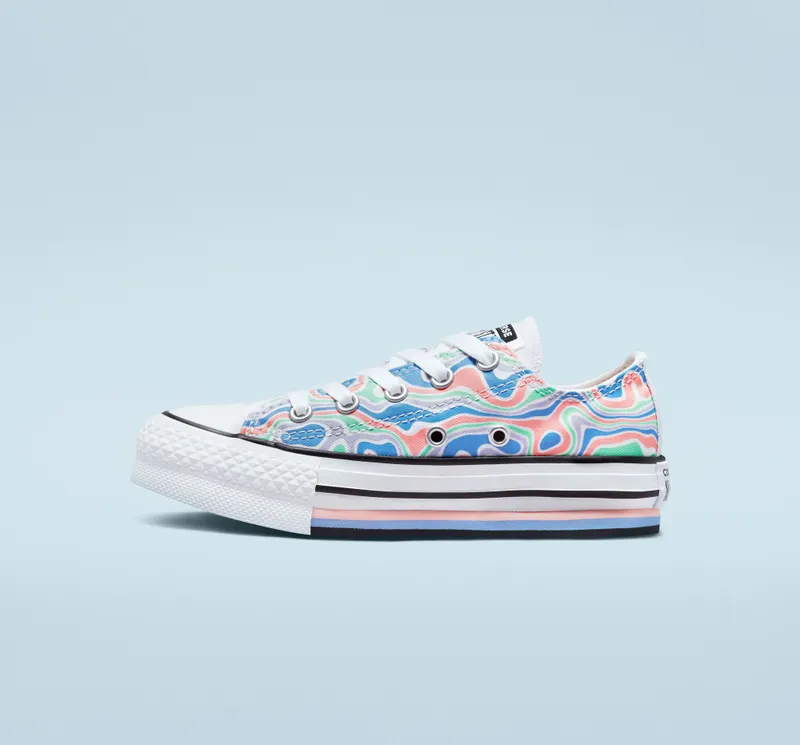 Converse Chuck Taylor All Star Lift Platform Color Swirl Bleached Coral/royal Pulse