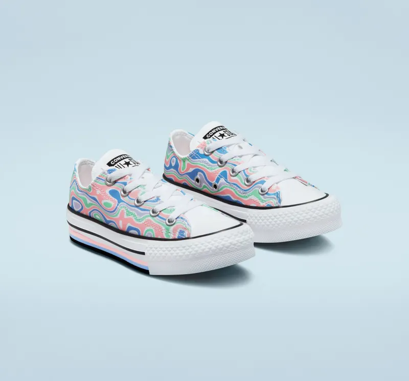 Converse Chuck Taylor All Star Lift Platform Color Swirl Bleached Coral/royal Pulse