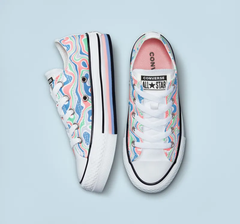 Converse Chuck Taylor All Star Lift Platform Color Swirl Bleached Coral/royal Pulse