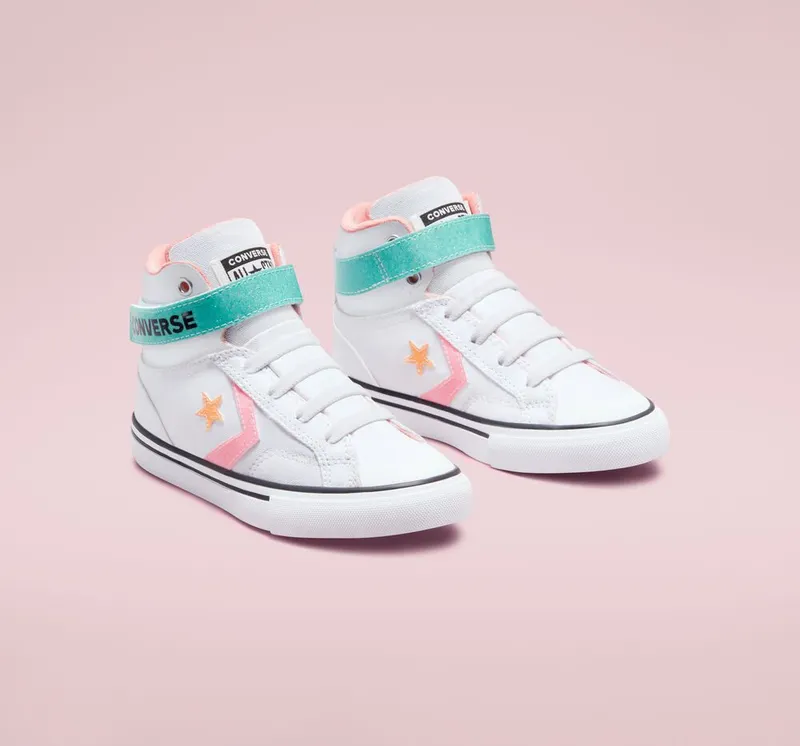 Converse Pro Blaze Strap Glitter Wit/zwart/bleached Coral