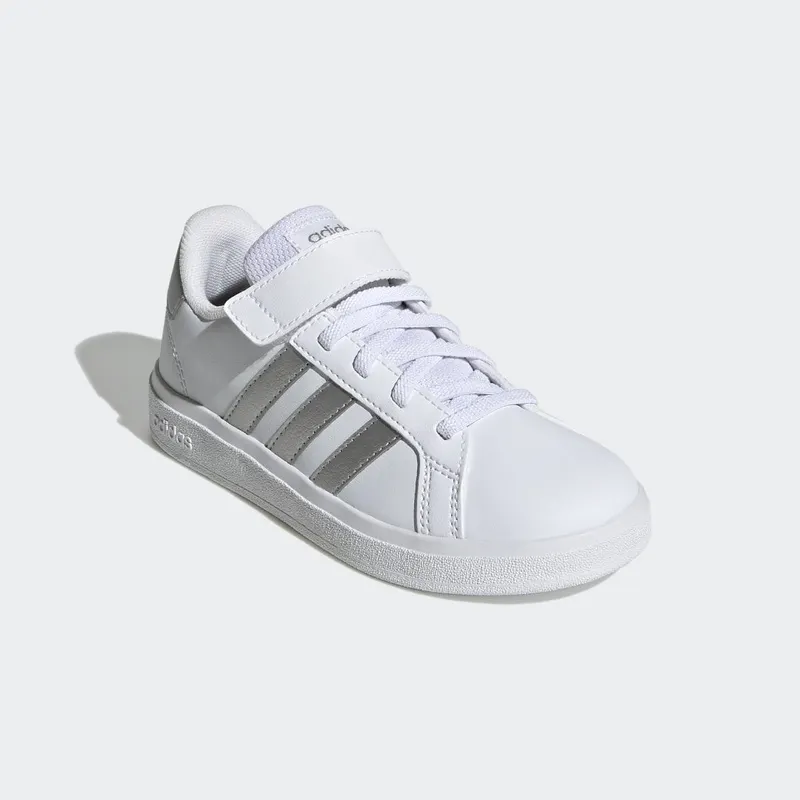 adidas Grand Court Court met Elastische Veters en Klittenband Cloud White / Matte Silver / Matte Silver (GW6516)