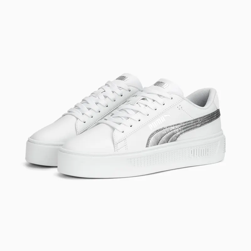 Puma Smash Platform V3 Metallic Zilver/Wit (389402-02)