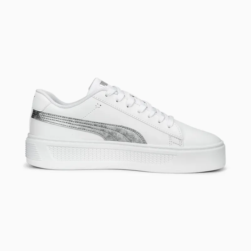 Puma Smash Platform V3 Metallic Zilver/Wit (389402-02)