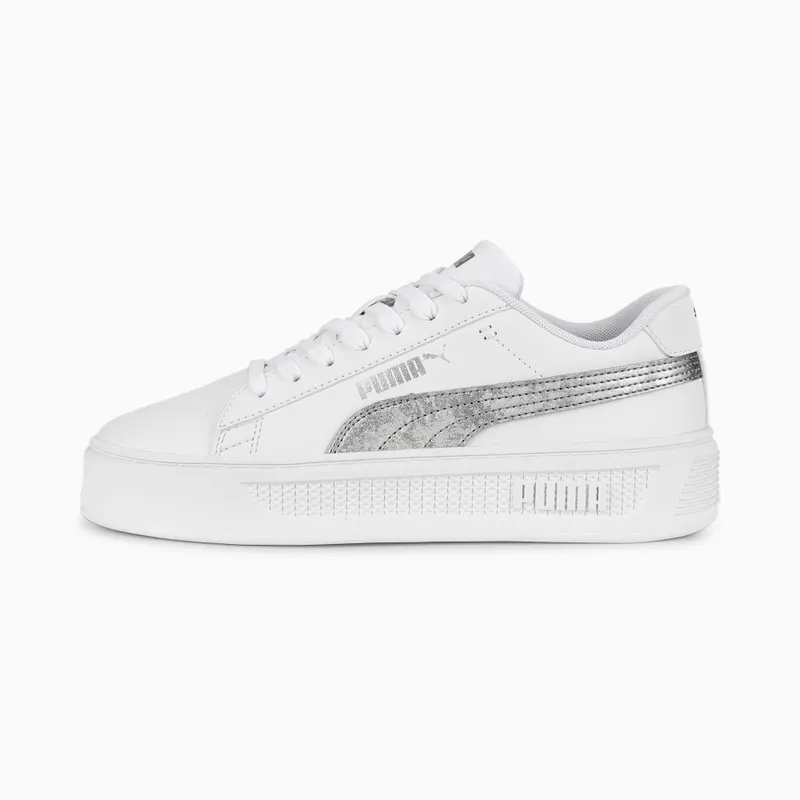 Puma Smash Platform V3 Metallic Zilver/Wit (389402-02)