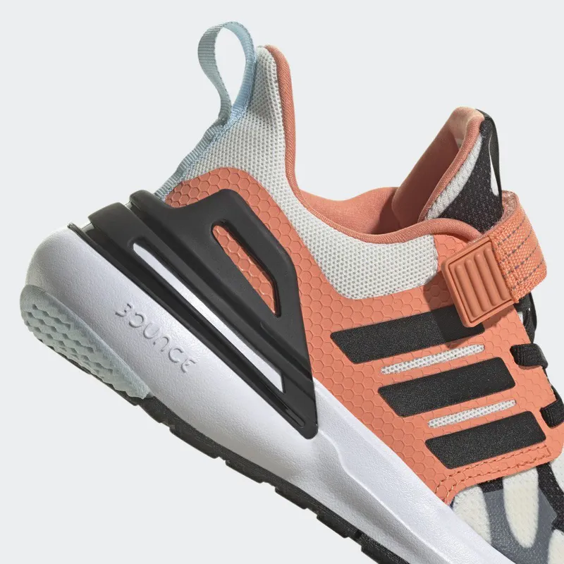 adidas RapidaSport Bounce Marimekko Running met Elastische Veters en Klittenband Cloud White / Core Black / Semi Coral (H06362)