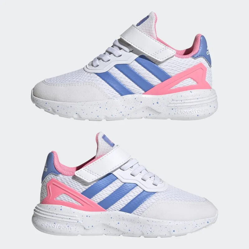 adidas Nebzed met Elastische Veters en Klittenband Cloud White / Blue Fusion / Beam Pink (HQ6147)