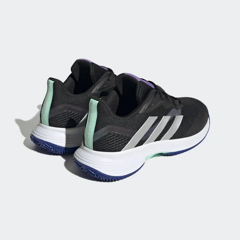 adidas CourtJam Control Clay Tennisschoenen Core Black / Silver Metallic / Pulse Mint (HQ8474)