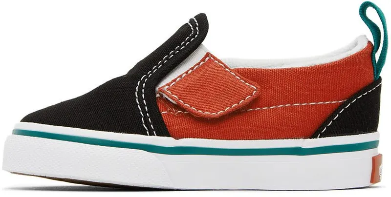 Vans Baby Black & Red Slip-On V Sneakers (VN0A5EFKBML)
