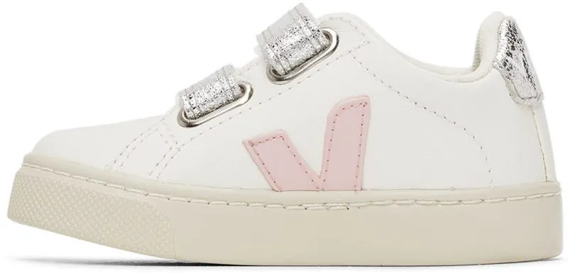 VEJA Baby White & Silver Leather Esplar Sneakers (SV0502529)