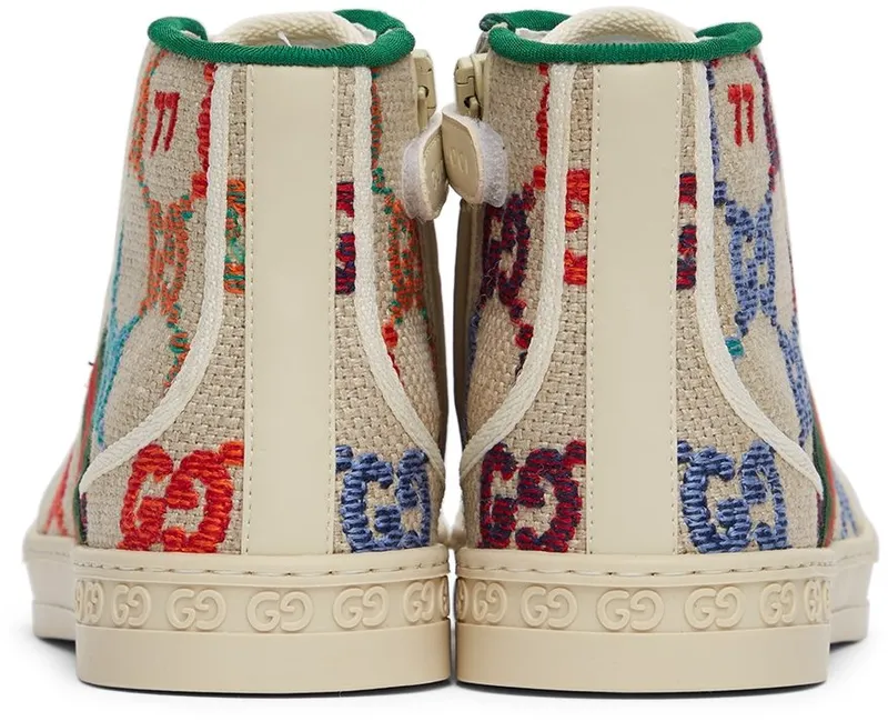 Gucci Kids Beige & Multicolor ‘Gucci Tennis 1977’ Sneakers (685455 UFT90)