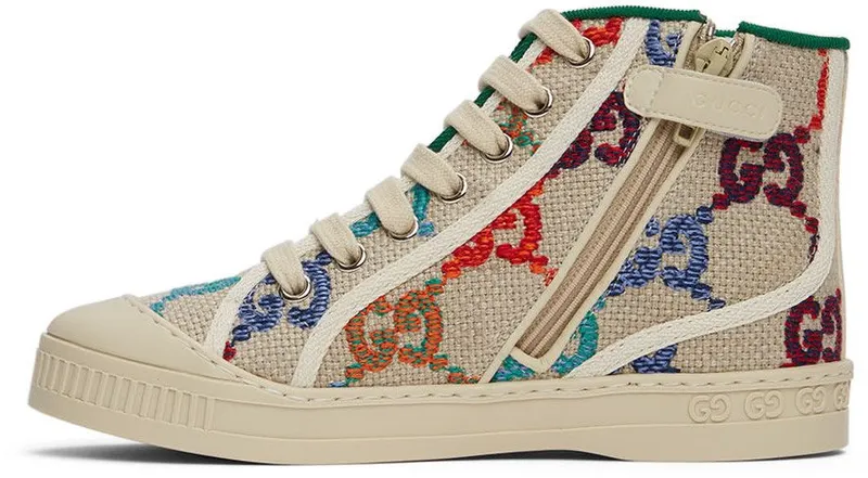 Gucci Kids Beige & Multicolor ‘Gucci Tennis 1977’ Sneakers (685455 UFT90)