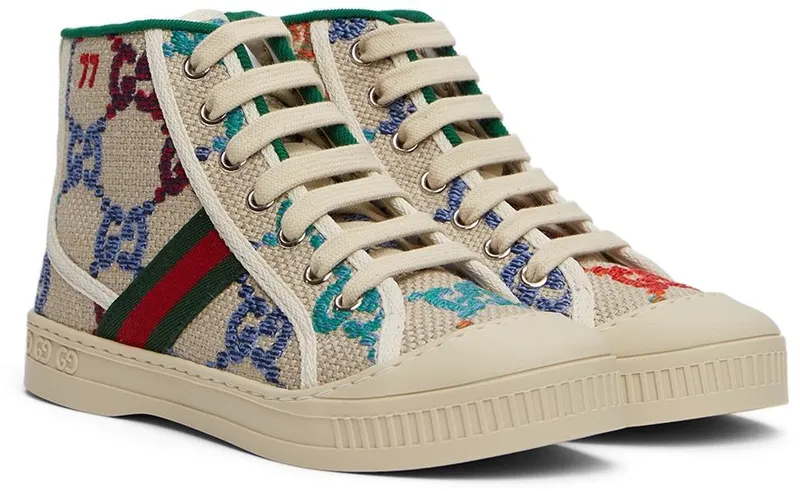 Gucci Kids Beige & Multicolor ‘Gucci Tennis 1977’ Sneakers (685455 UFT90)