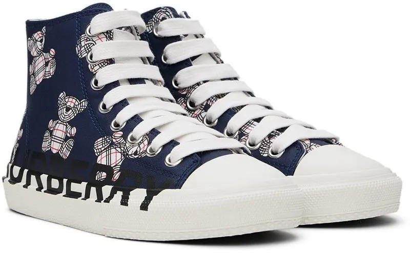 Burberry Kids Navy Thomas Bear High Sneakers (8054587)