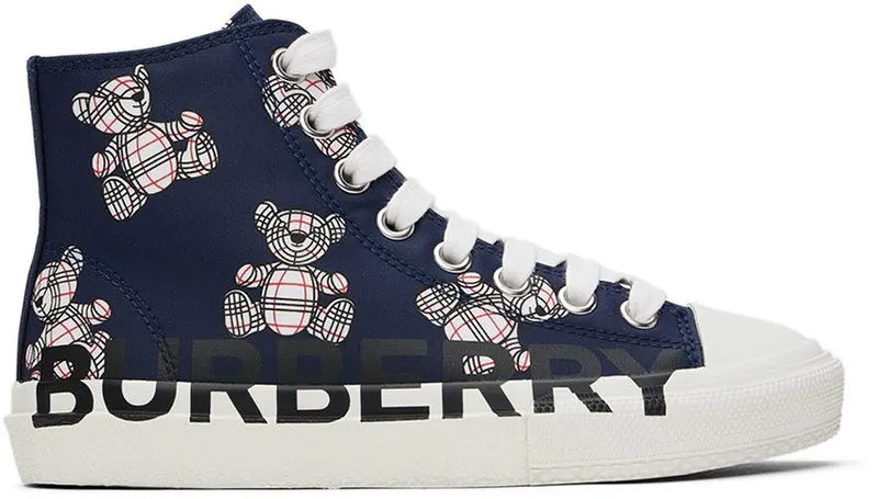 Burberry Kids Navy Thomas Bear High Sneakers (8054587)
