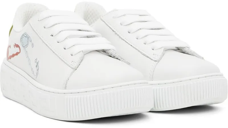 Versace Kids White Safety Pin Sneakers (1000888_1A03802_2W810)