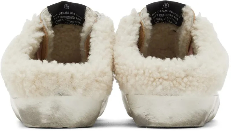 Golden Goose SSENSE Exclusive White & Beige Shearling Super-Star Sabot Sneakers (F00110.F000798.80194)