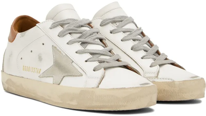 Golden Goose White & Brown Super-Star Classic Sneakers (GWF00102.F002182.10803)