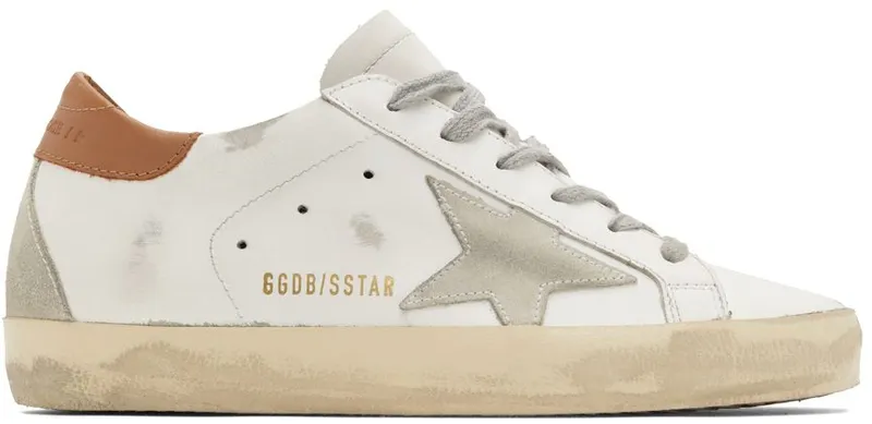 Golden Goose White & Brown Super-Star Classic Sneakers (GWF00102.F002182.10803)
