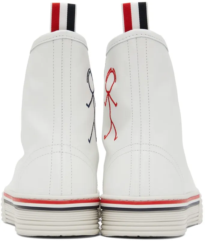 Thom Browne White Collegiate High Top Sneakers (MFD243E-05584)