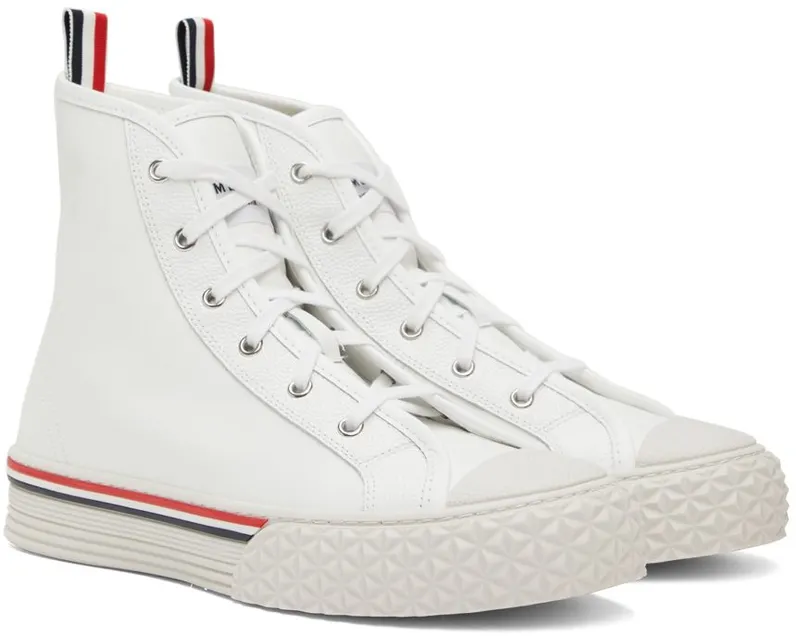 Thom Browne White Collegiate High Top Sneakers (MFD243E-05584)