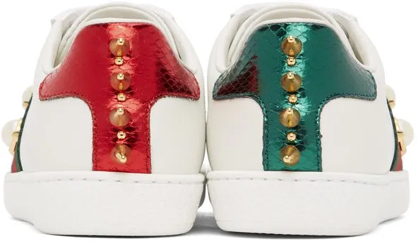 Gucci White Pearl Stud New Ace Sneakers (431887 02JP0)
