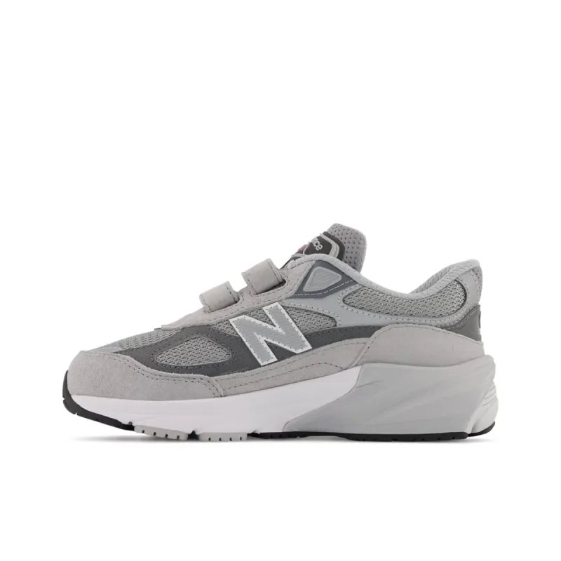 New Balance 990V6 Kids ‘Grey’ – Hook and Loop Grey / Castlerock (PV990GL6)
