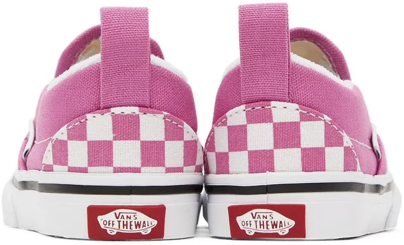 Vans Baby Pink & White Checkerboard Slip-On V Sneakers (VN000UBSYOL)